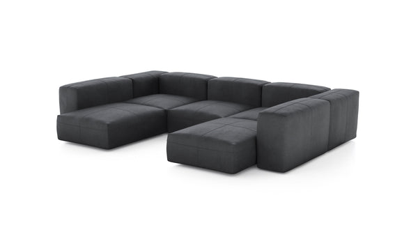 Preset u-shape sofa - leather - dark grey - 314cm x 220cm