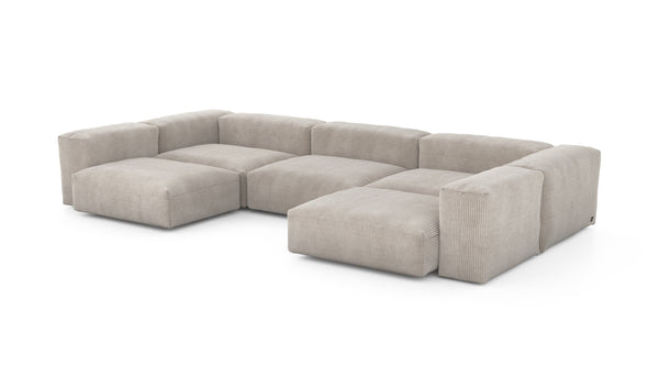 Preset u-shape sofa - cord velours - platinum - 377cm x 199cm