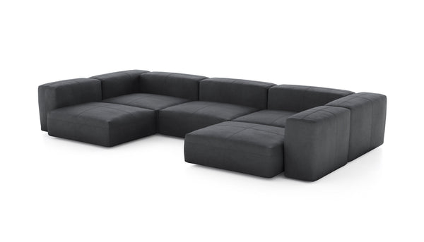 Preset u-shape sofa - leather - dark grey - 377cm x 199cm