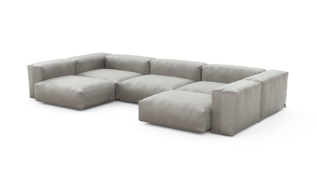 Preset u-shape sofa - velvet - light grey - 377cm x 199cm