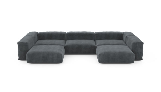 Preset u-shape sofa - cord velours - dark grey - 377cm x 220cm