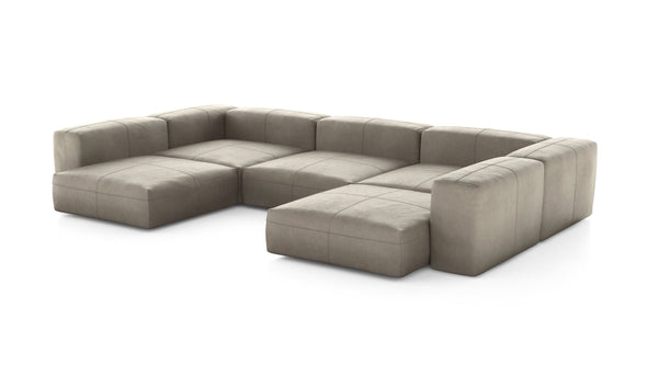 Preset u-shape sofa - leather - beige - 377cm x 220cm