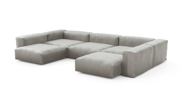 Preset u-shape sofa - velvet - light grey - 377cm x 220cm