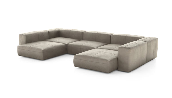 Preset u-shape sofa - leather - beige - 377cm x 241cm