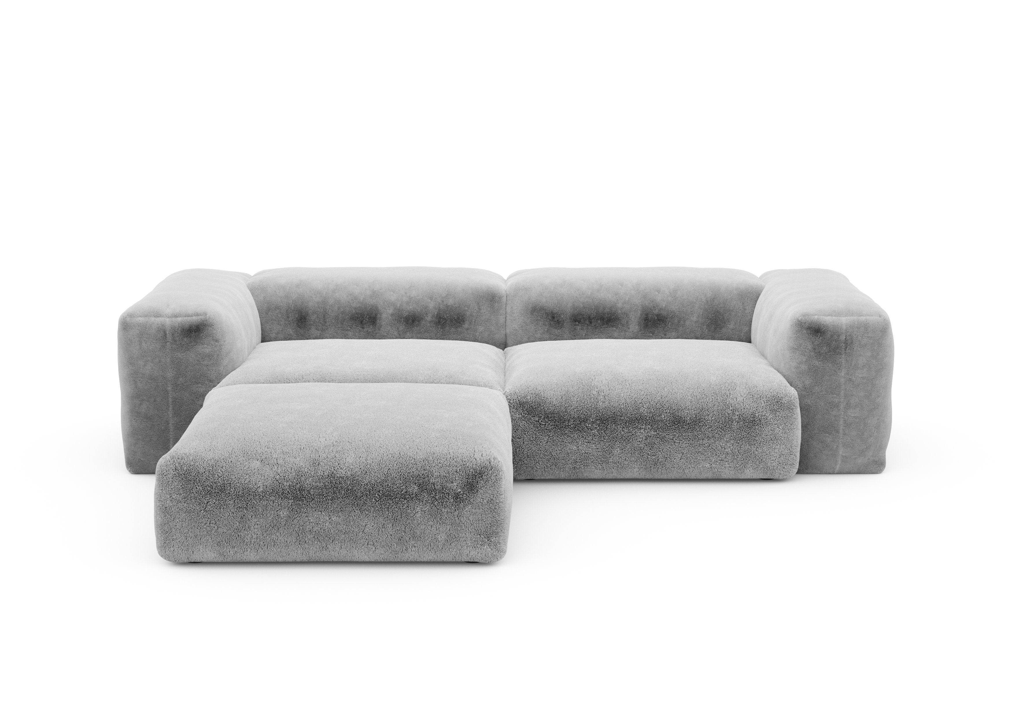 vetsak®-Corner Sofa L Faux Fur grey