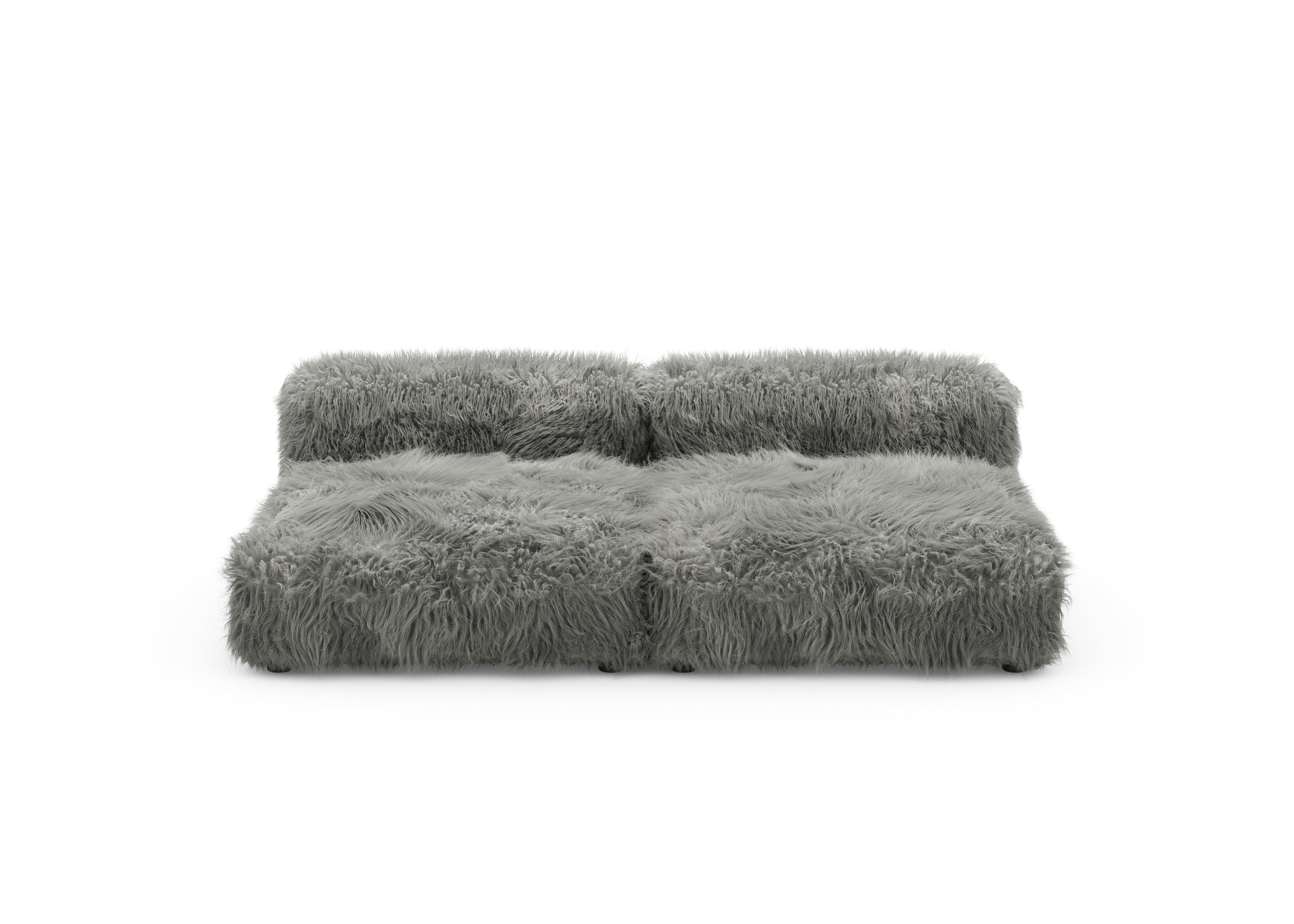vetsak®-Two Seat Lounge Sofa L Flokati grey