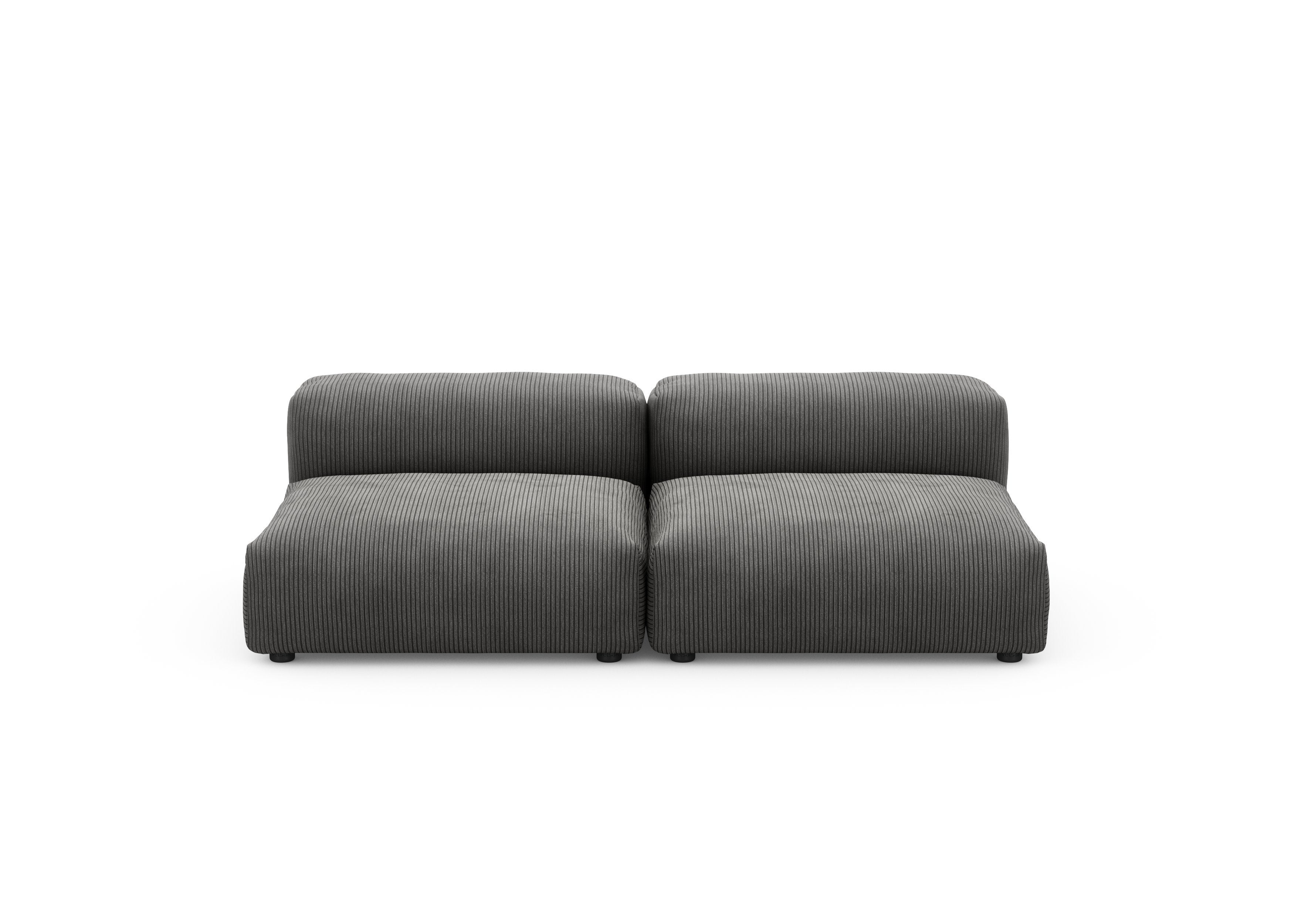 vetsak®-Two Seat Lounge Sofa M Cord Velours dark grey